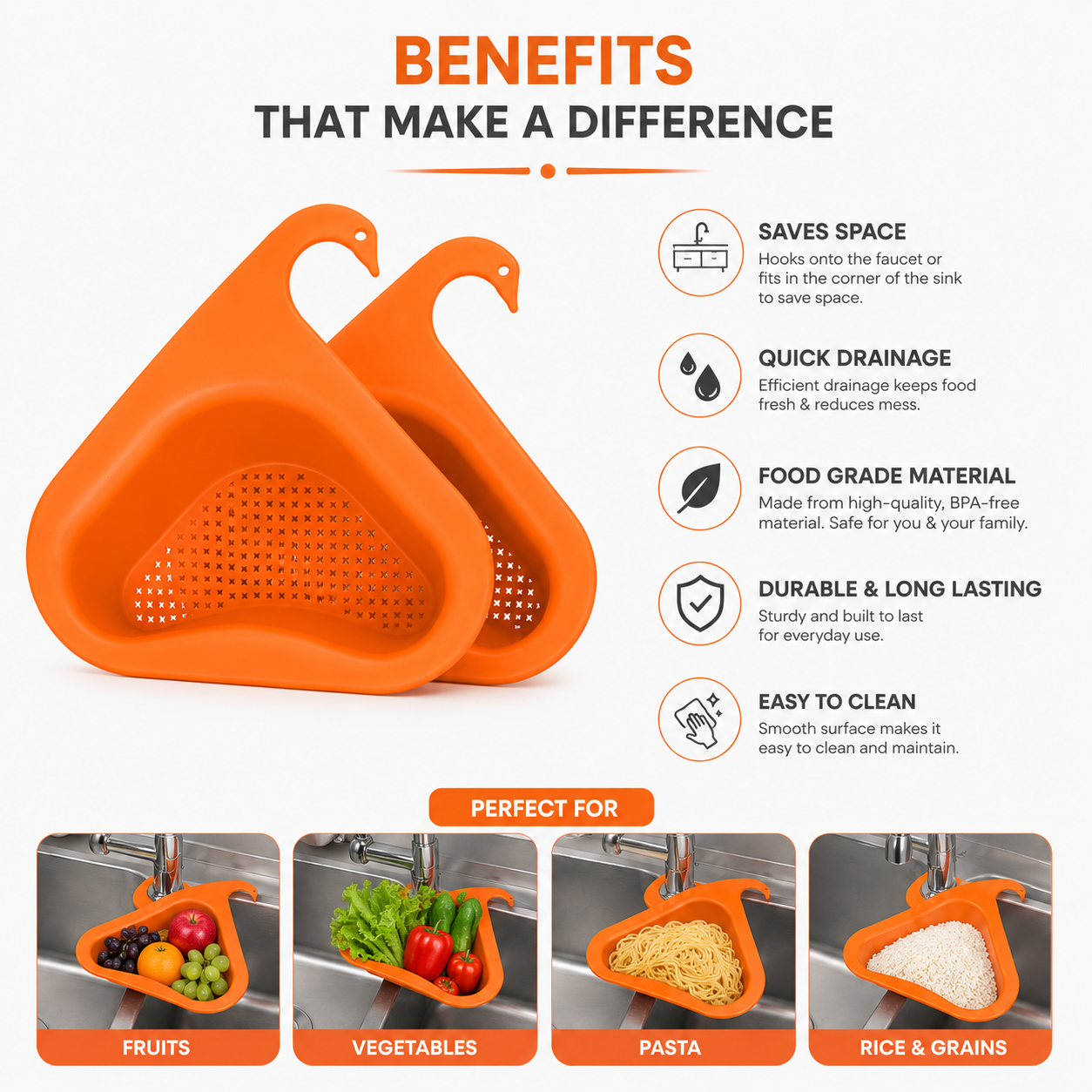 Corner Sink Strainer Basket (Pack of 2)